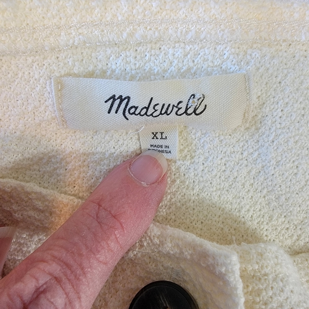 Madewell Jacquard Square Neck Puff Sleeve Button Front Top Ivory Size XL - Picture 7 of 10